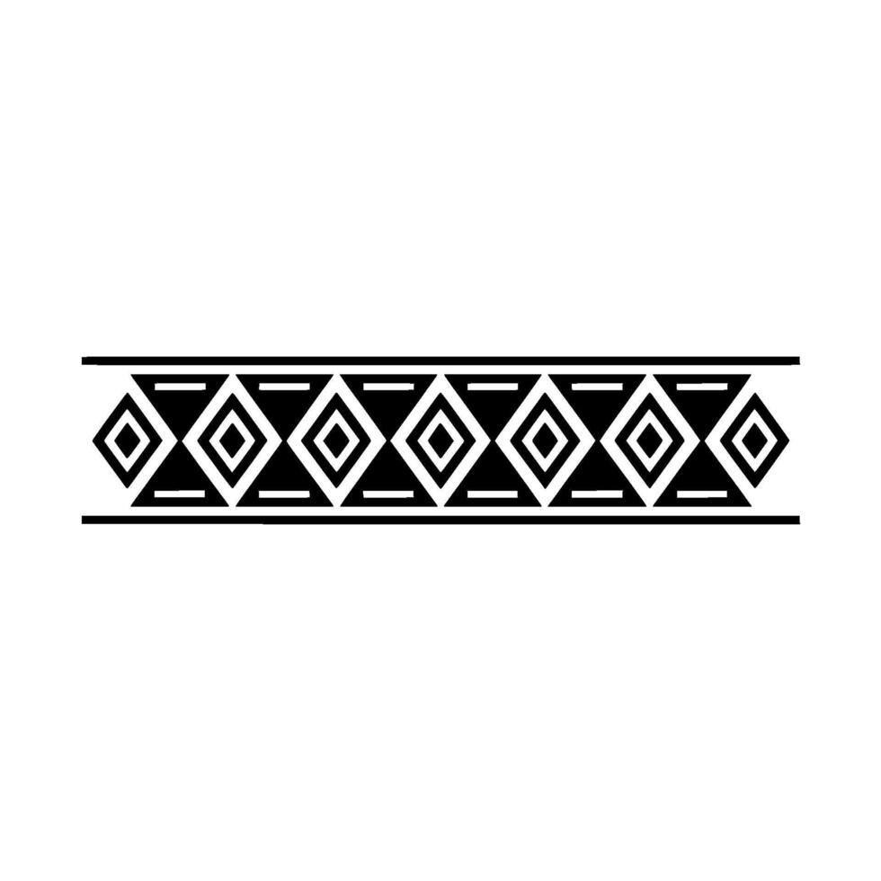 Geometric Tribal Diamond Border On White Background vector
