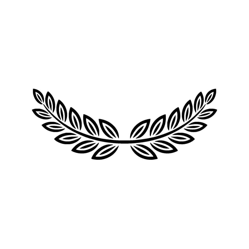 Minimalist Black Laurel Wreath On White Symbol Of Victory And Achievement vector