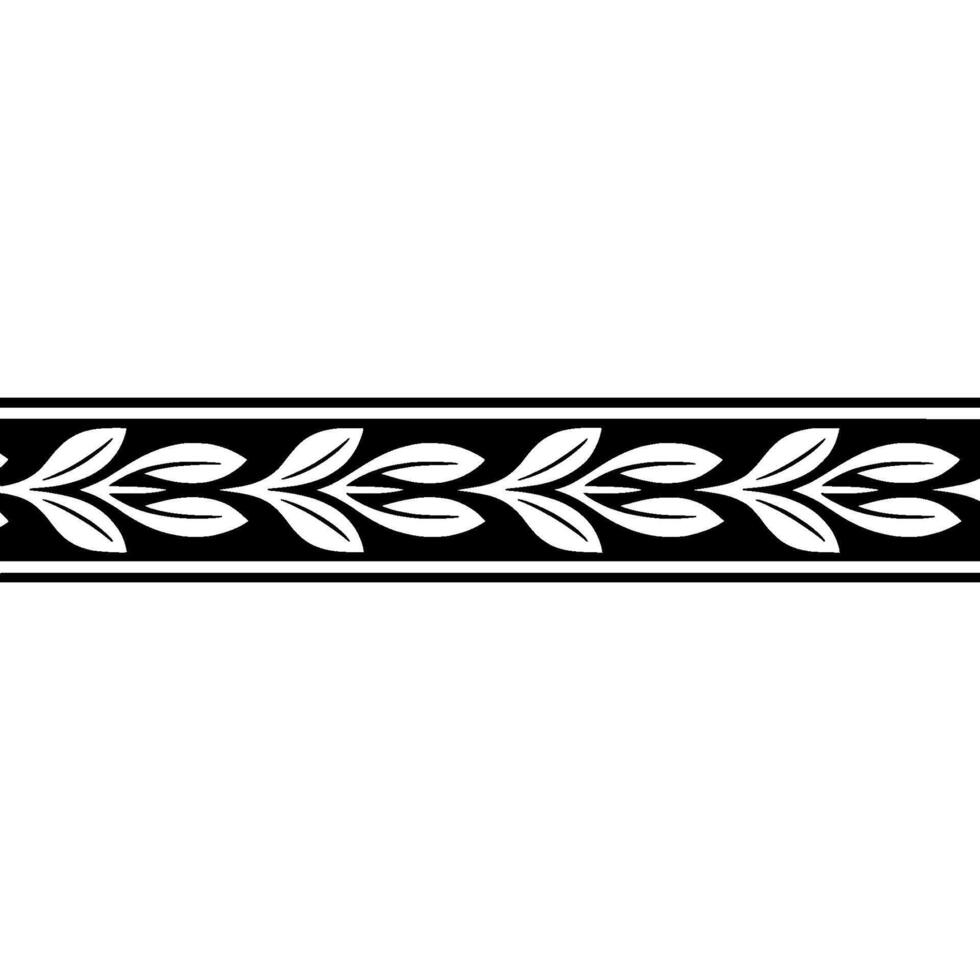Elegant Black White Leaf Border, Classic Ornament vector