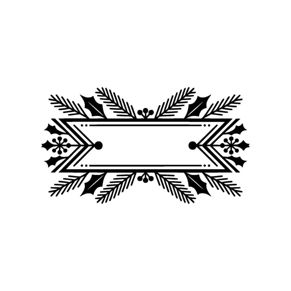 Minimalist Christmas Ornament Decorative Label With Pine And Holly vector