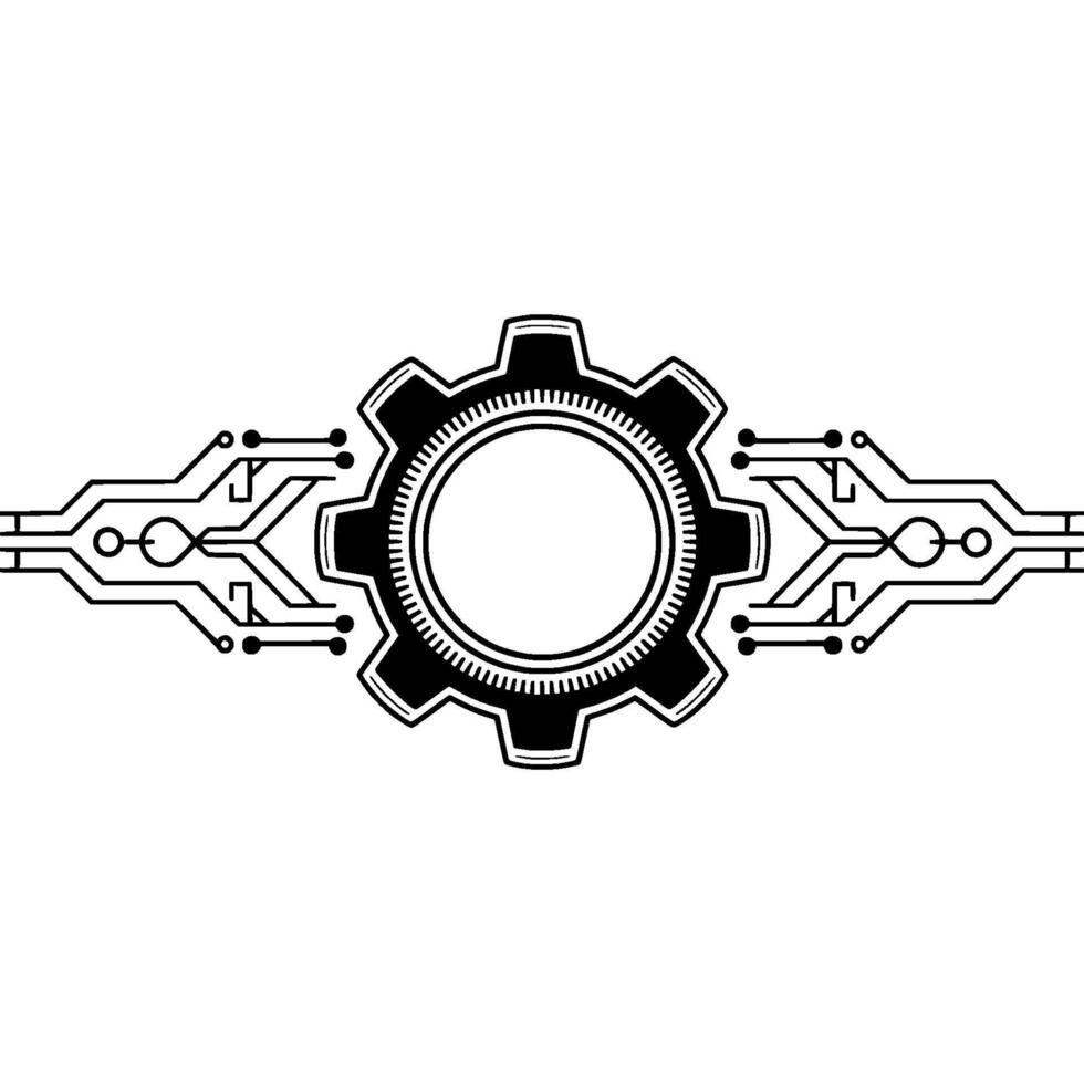 Tech Gear Circuitry Cogwheel On White Background vector