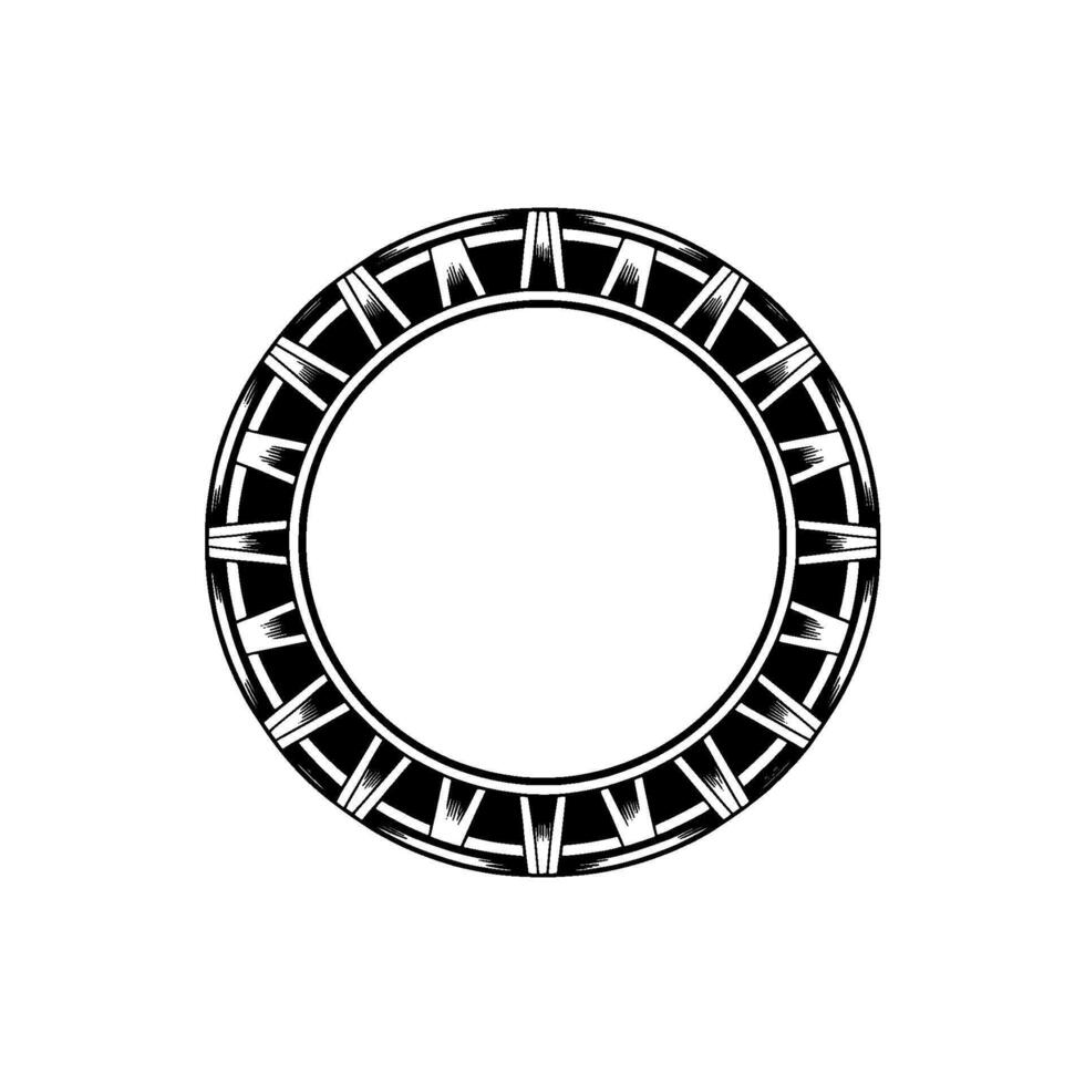 Geometric Circle Ornament Tribalinspired Black And White vector