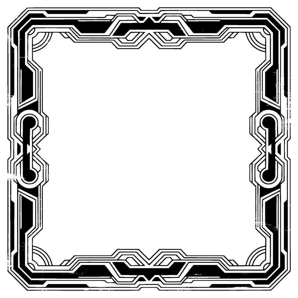 Art Deco Frame With Textured Edges Black And White vector