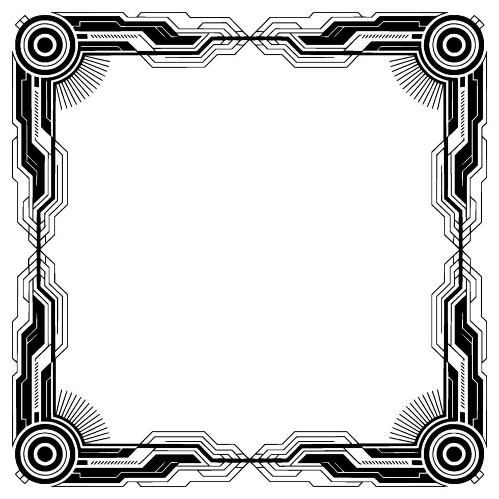 Art Deco Frame Geometric Border, Black And White, Elegant Edge vector