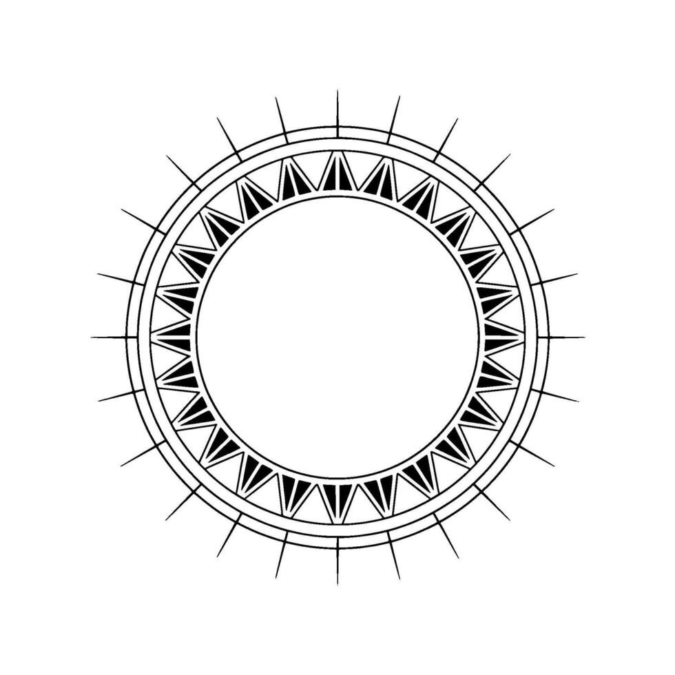 Decorative Circular With Triangle Motifs And Rays, Black And White vector