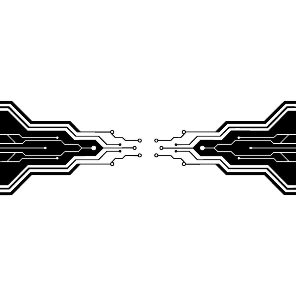 Abstract Tech Circuitry Element Black And White, Minimalist vector
