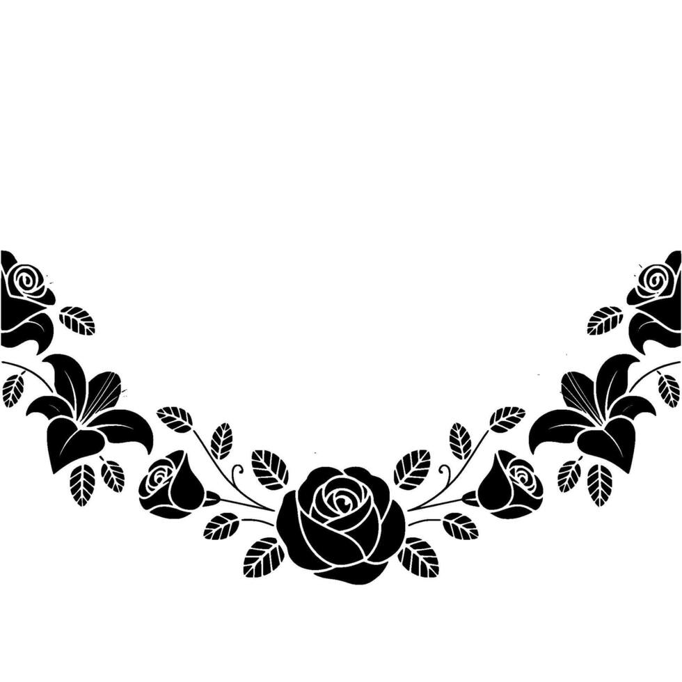 Elegant Black Floral Arch With Roses And Lilies On White vector