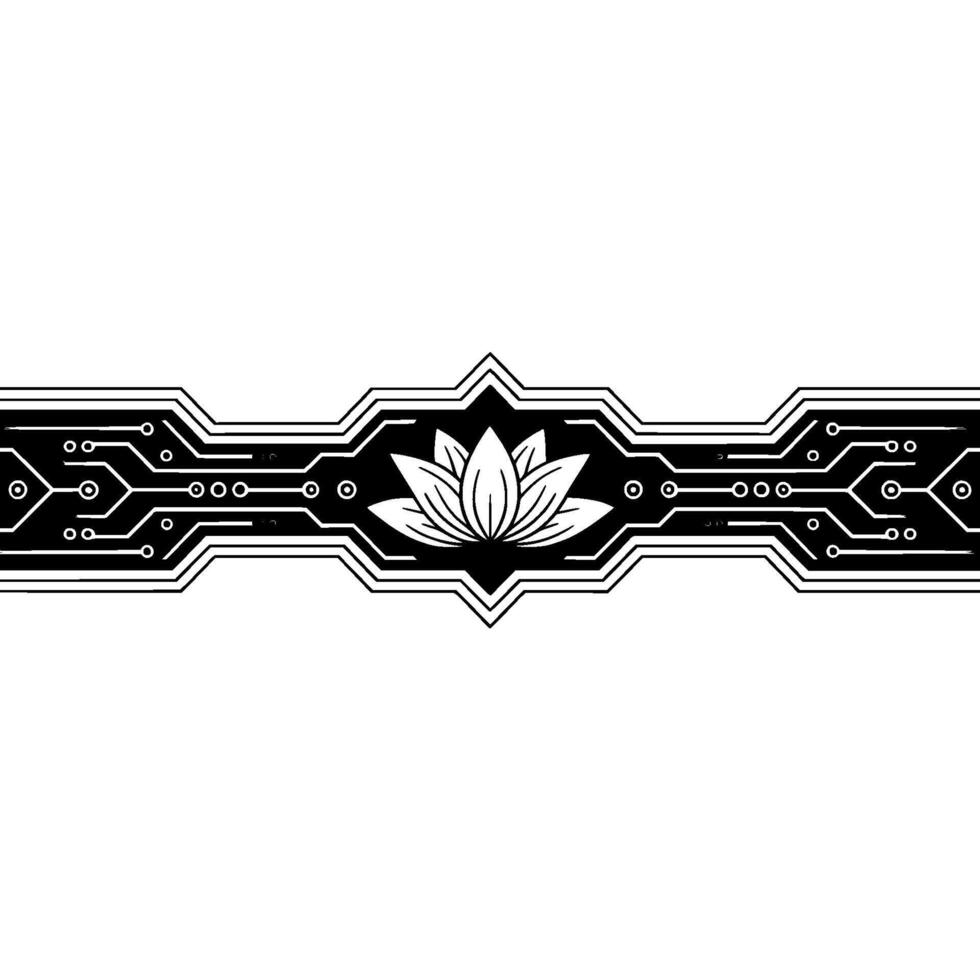 Tech Lotus Minimalist, Circuit Board Flower Fusion vector