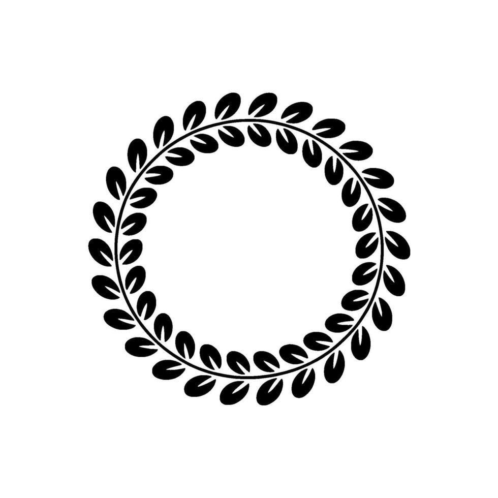 Black Laurel Wreath On White Minimalist Element vector