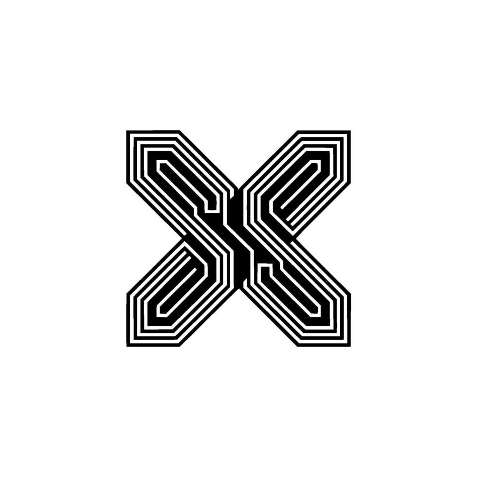 Geometric X Mark Minimalist In Black And White, Abstract, Modern vector