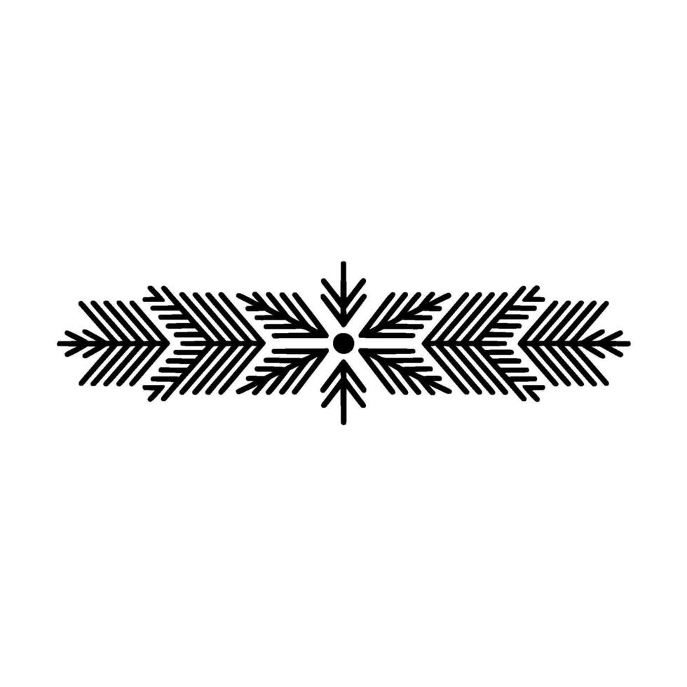Minimalist Snowflake Spruce Bough On White vector