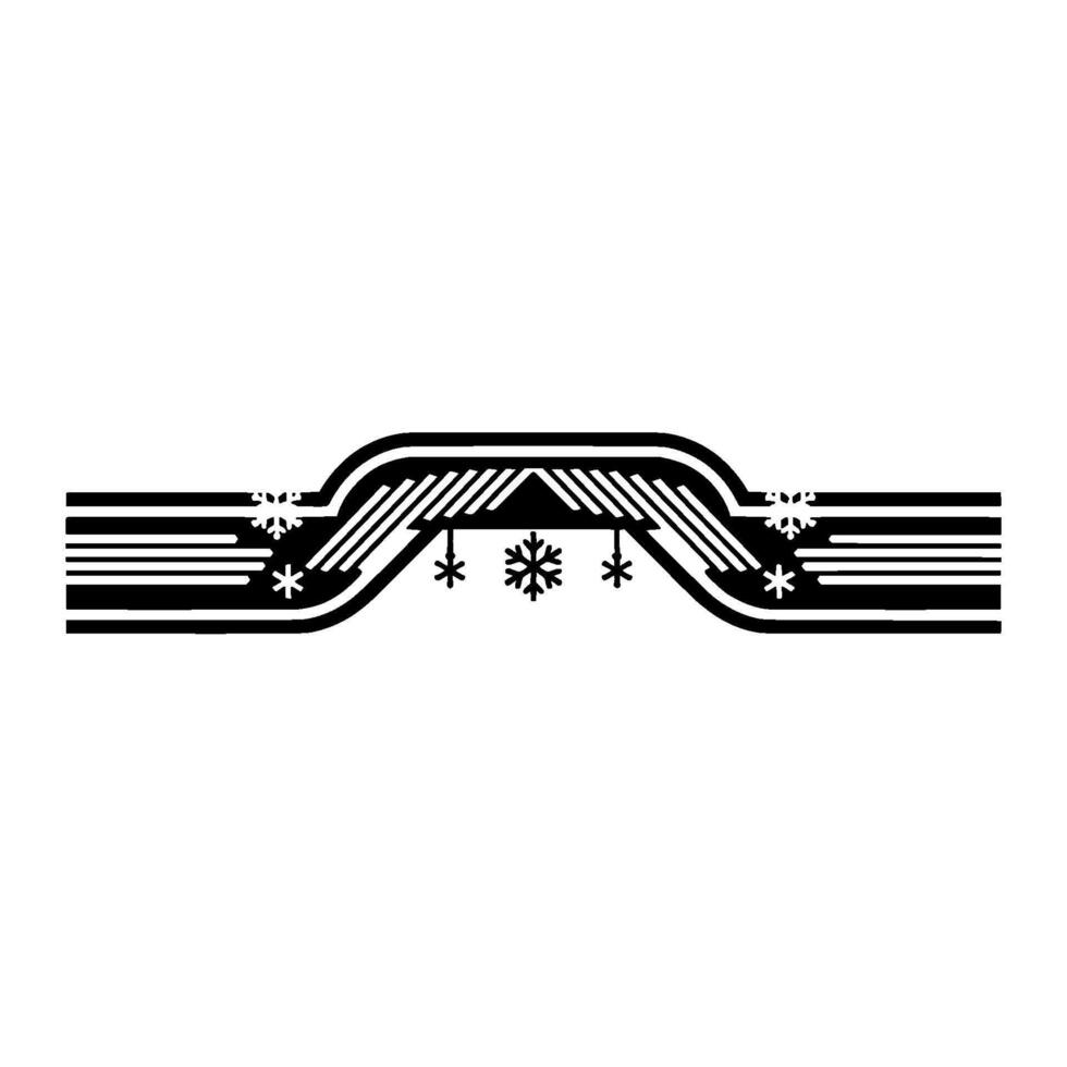 Minimalist Winter Archway With Snowflakes In Black And White vector