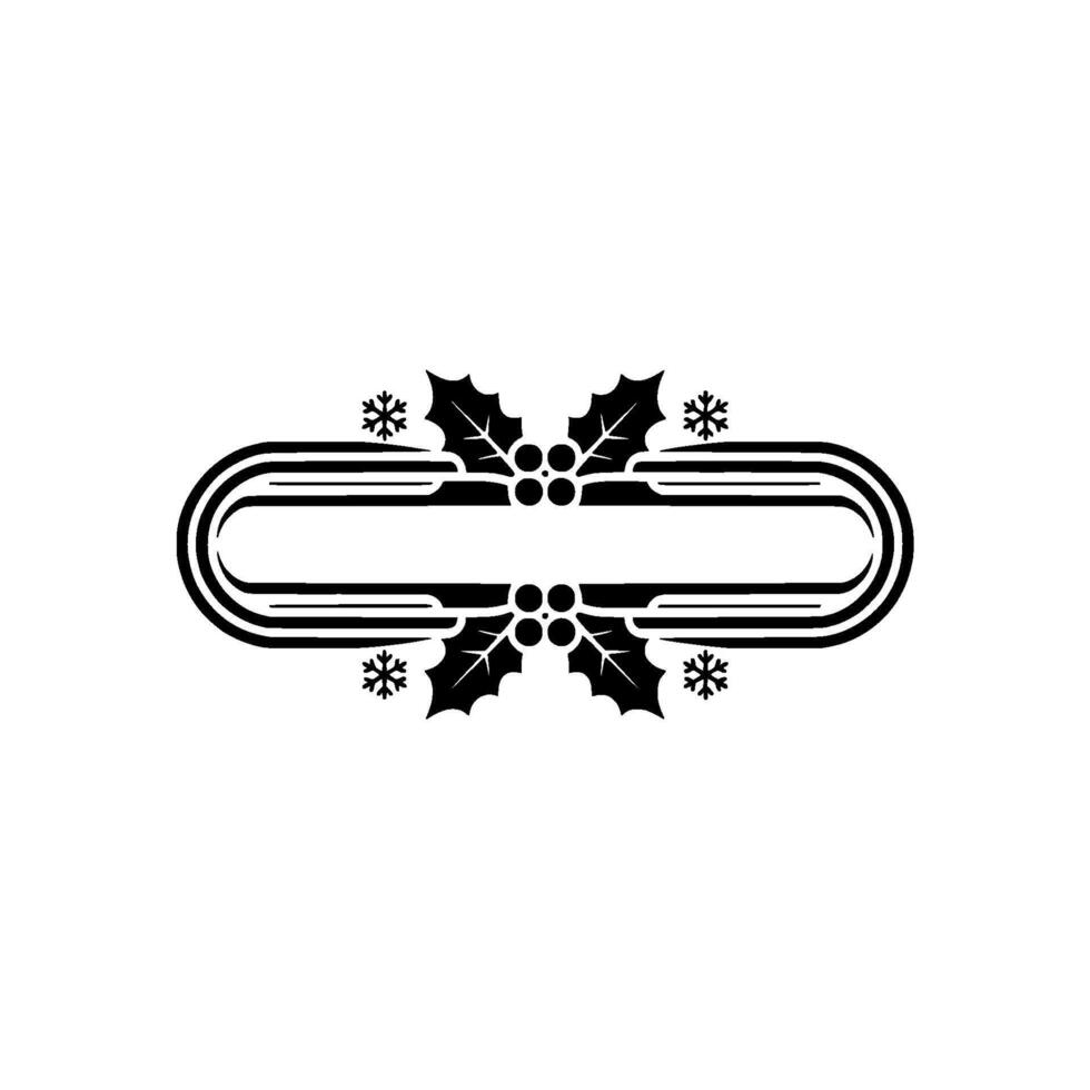 Elegant Minimalist Christmas Ornament With Holly And Snowflakes vector