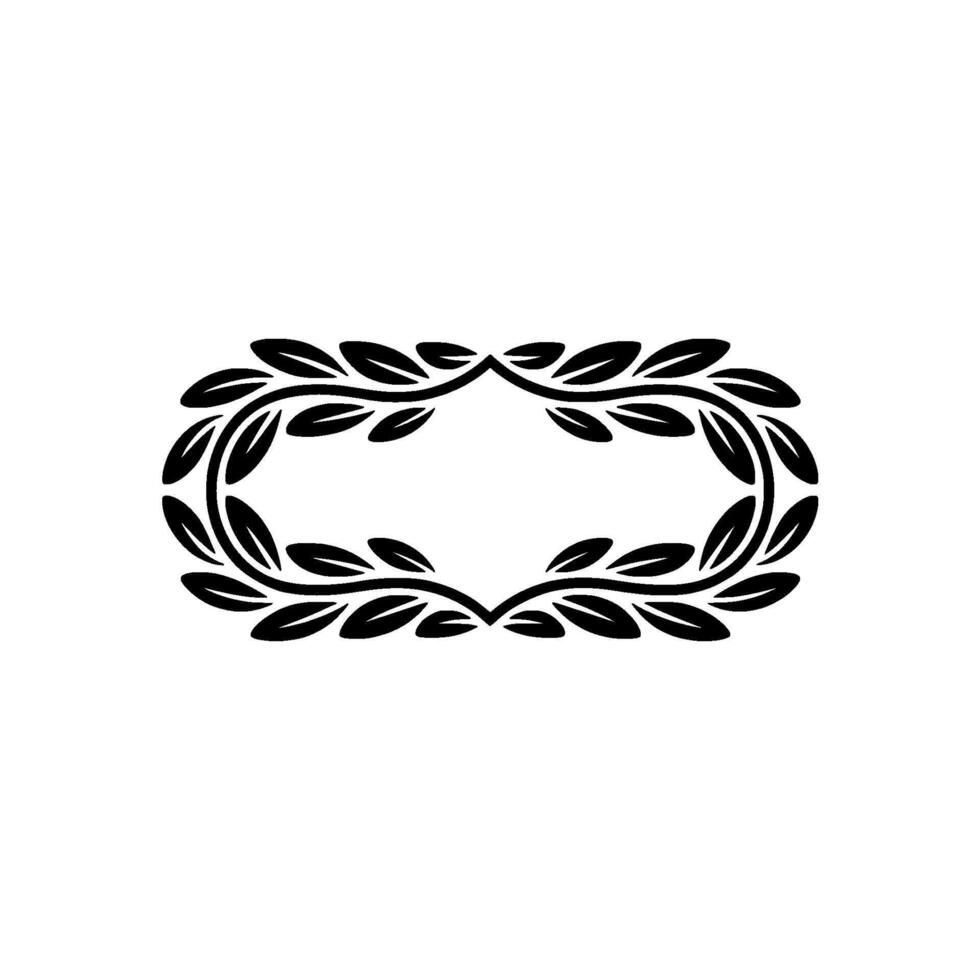 Elegant Black Leaf Wreath Frame On Beige Background vector