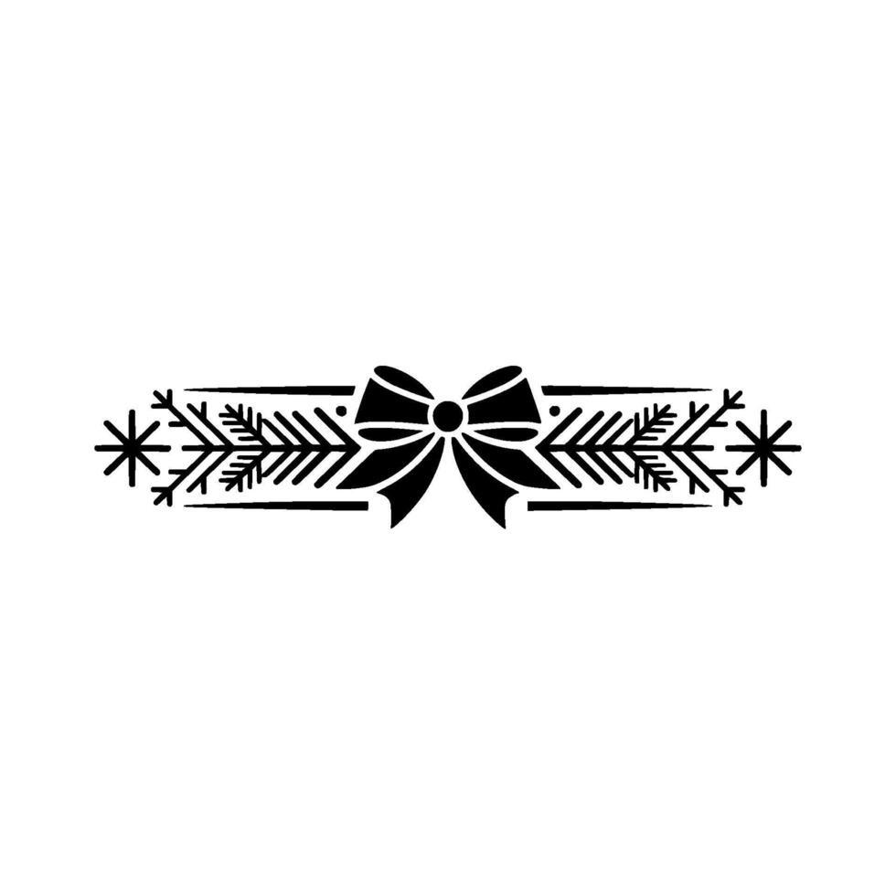 Minimalist Black Christmas Bow And Evergreen Border Element On White vector