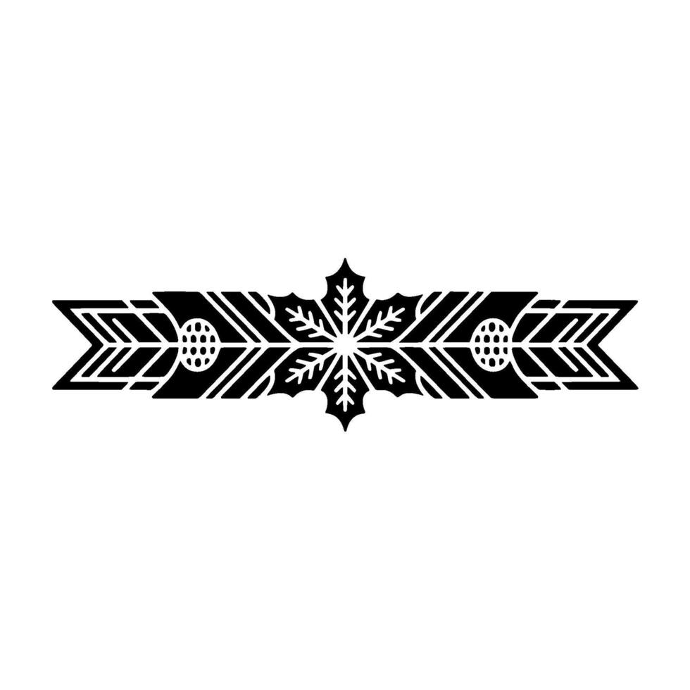 Decorative Black Ornament, Geometric Winter Motif On White vector