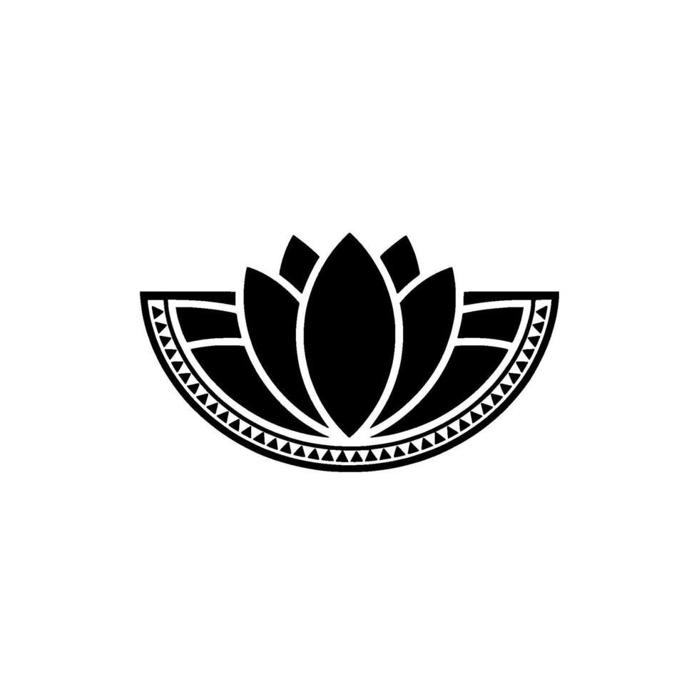 Modern Geometric Lotus Flower In Black On White vector