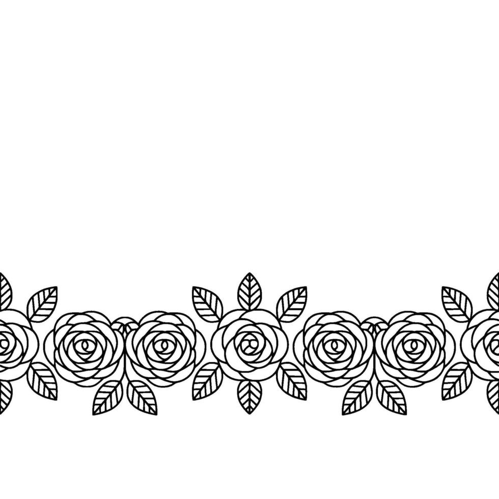Elegant Black And White Rose Border Illustration vector