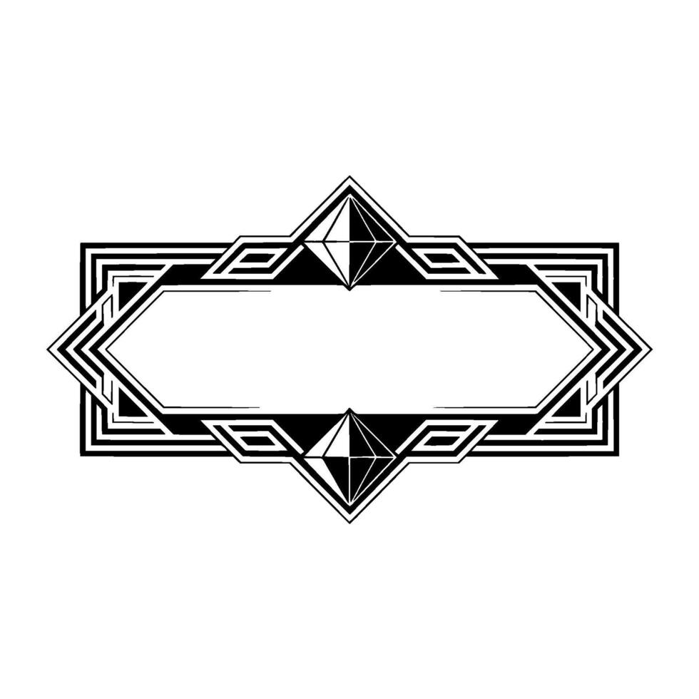 Art Deco Geometric Frame, Monochromatic, Illustration vector