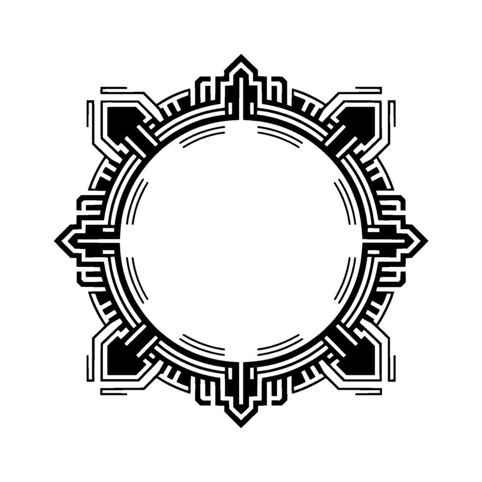 Art Deco Geometric Frame, Circle Shape, Minimalist vector