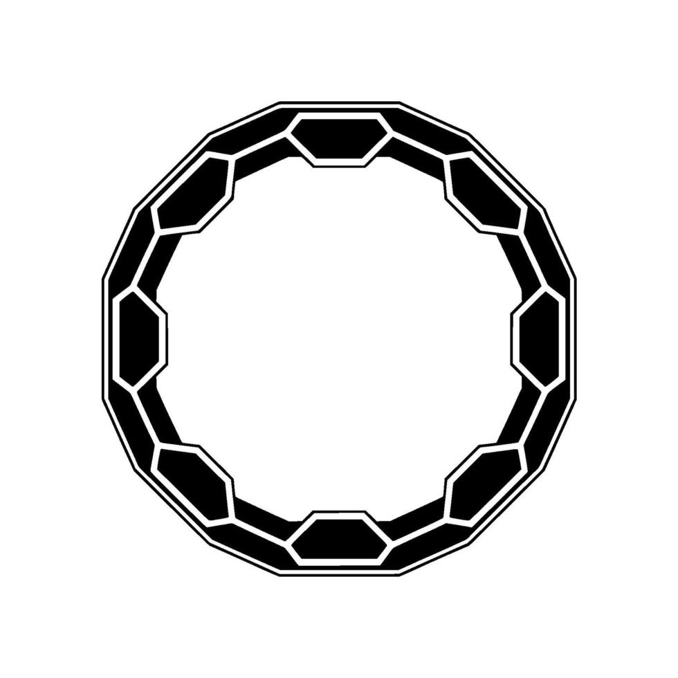 Geometric Black White Circle Frame, Modern Digital vector