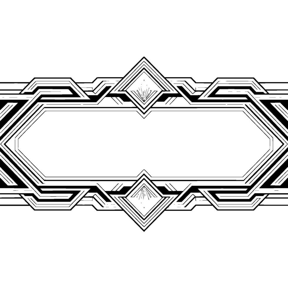 Art Deco Frame Geometric Black And White Border, Blank Center vector