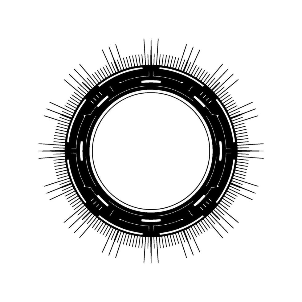 Futuristic Tech Circle Black White, Modern Clean vector