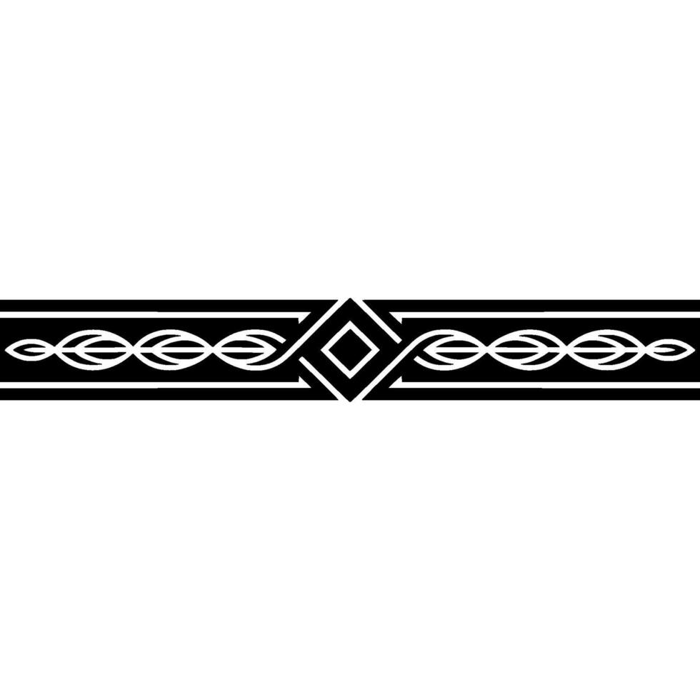 Minimalist Celtic Border Black White, Geometric Motif vector