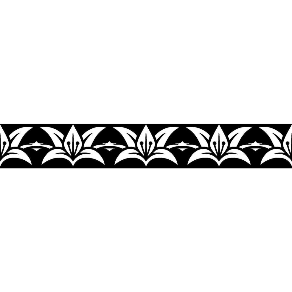 Decorative Floral Border In Black, White, And Gold Elegant vector