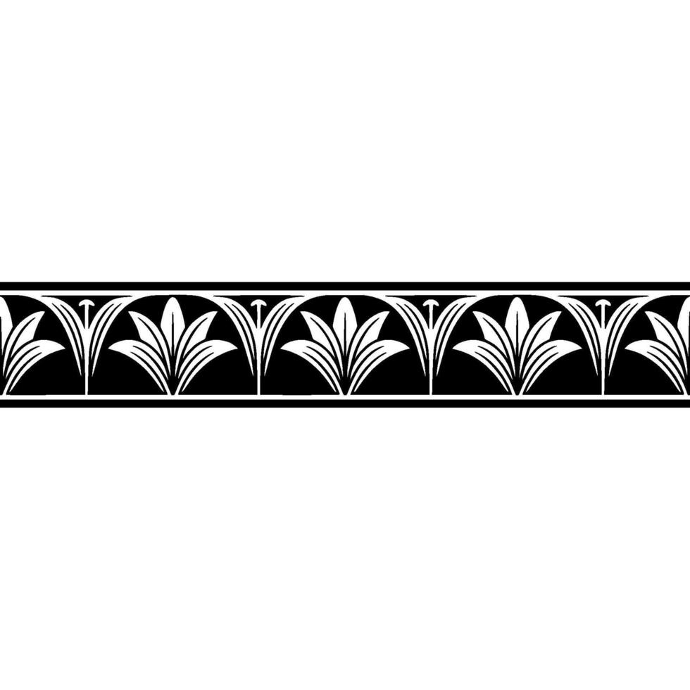 Ornate Floral Border, Elegant Black And White Motif vector