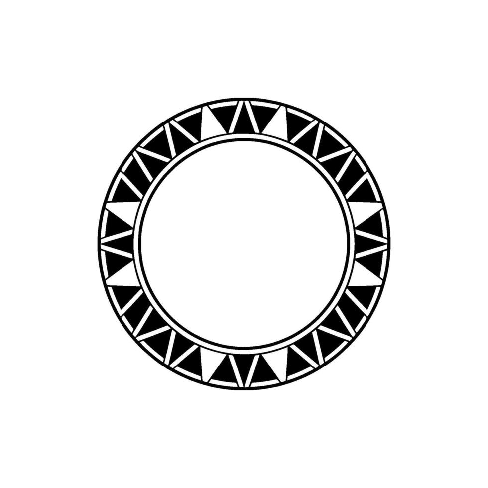 Geometric Circular Frame With Triangle Motif On White Background vector