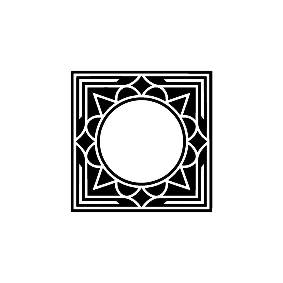 Geometric Monogram Frame Black White Decorative vector