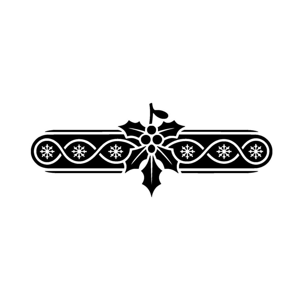 Minimalist Christmas Holly And Snowflake Border vector
