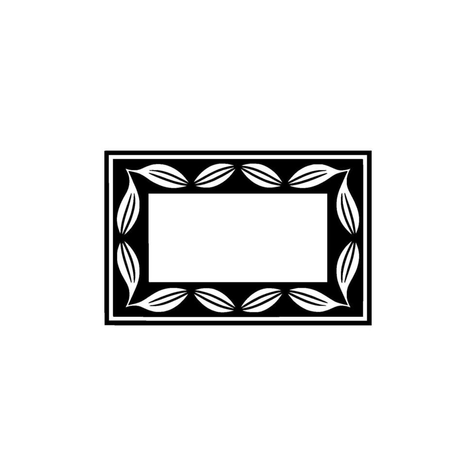 Elegant Black And White Floral Frame, Minimalist vector