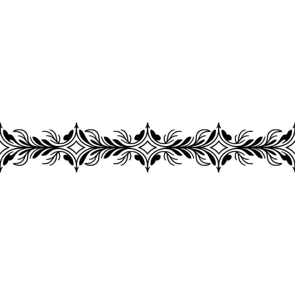 Black Floral Ornament Border On White Background vector