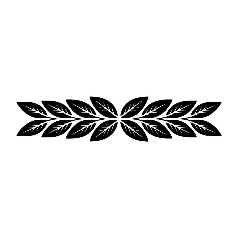 Elegant Black Leaf Garland Border On White, Minimalist vector
