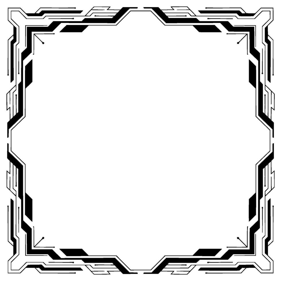 Futuristic Tech Frame Black White Border With Empty Space For vector