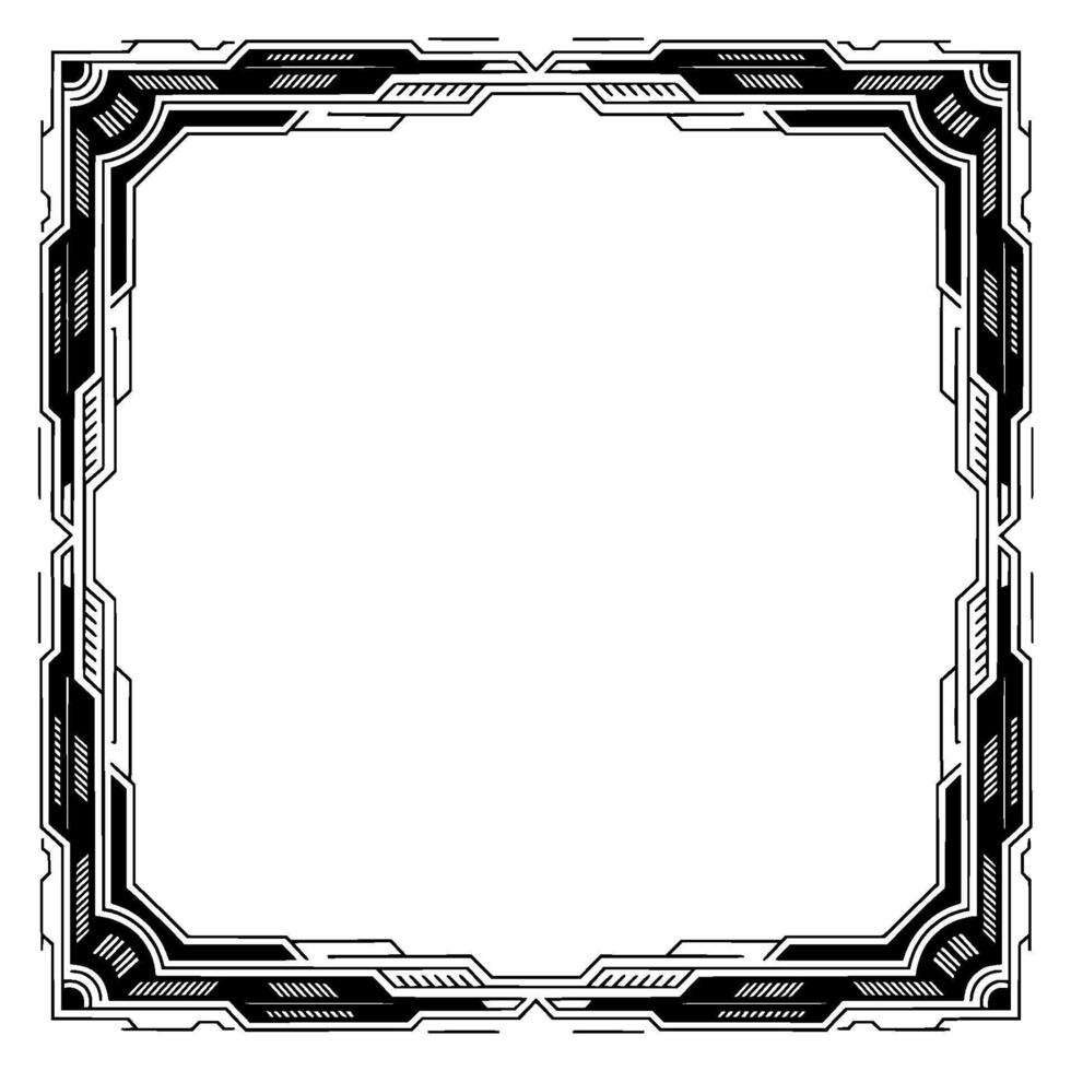 Futuristic Tech Frame Black White Border For Digital Designs vector