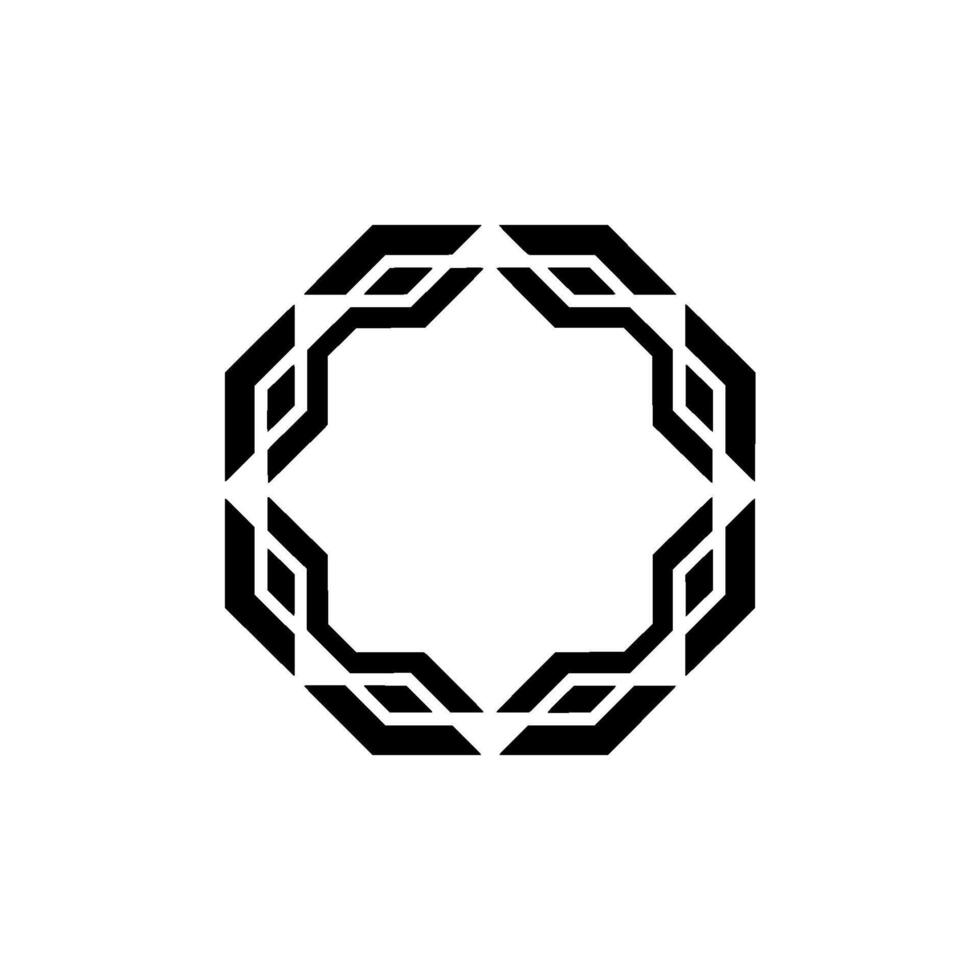 Geometric Octagon Frame, Black And White Minimalist vector