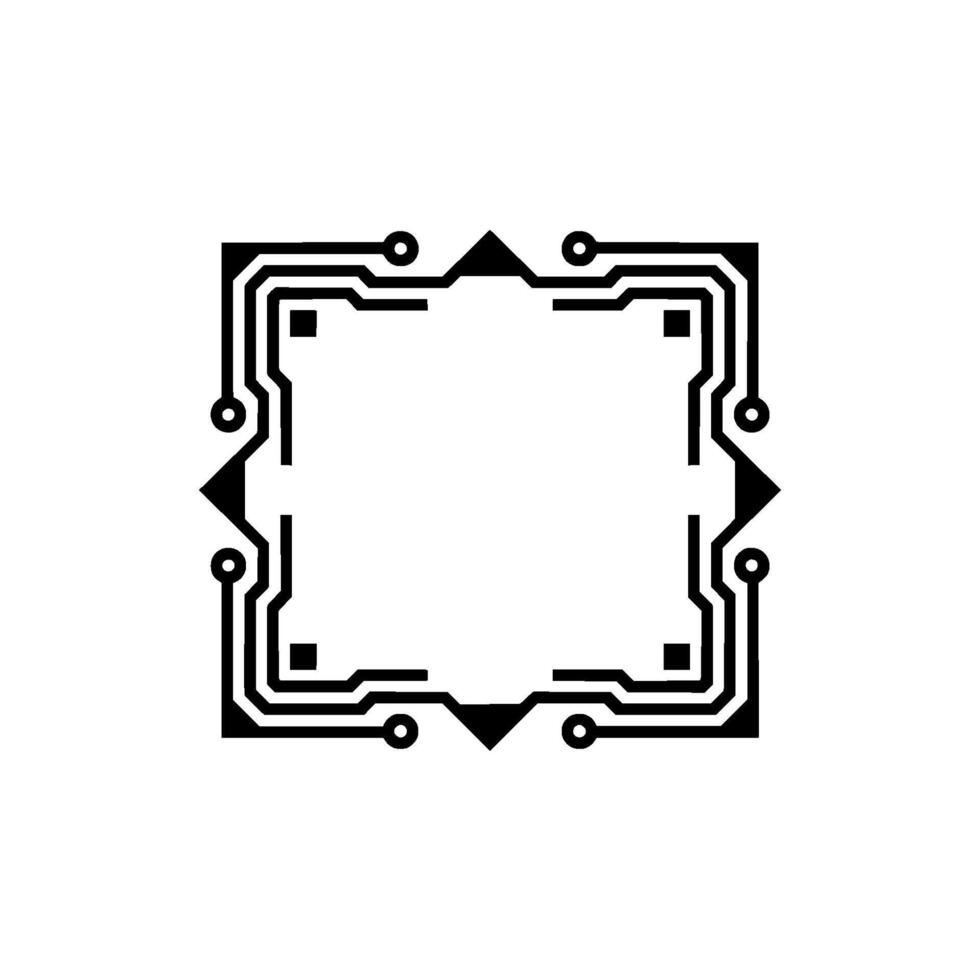 Abstract Circuit Board Frame In Black And White, Technology Concept vector