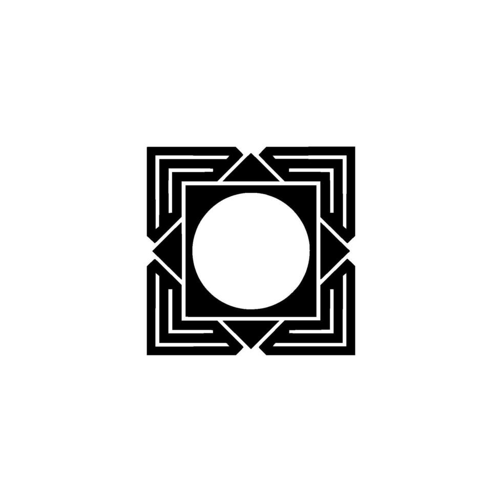 Minimalist Geometric Black White Mandala On White Background vector