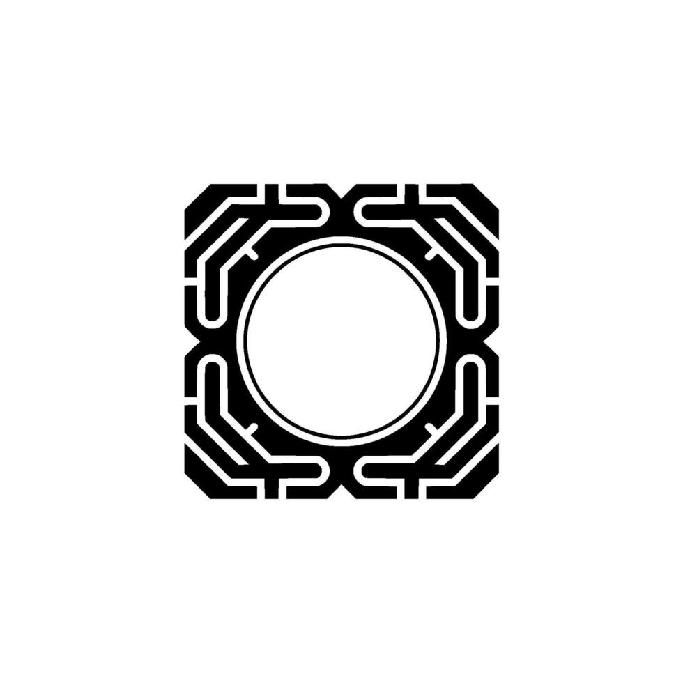 Modern Geometric Black White Circle Square Motif vector