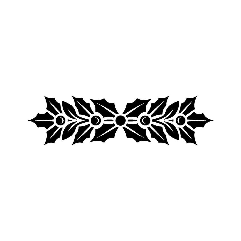 Elegant Holly Border Illustration With Black Leaves And Red Berries vector