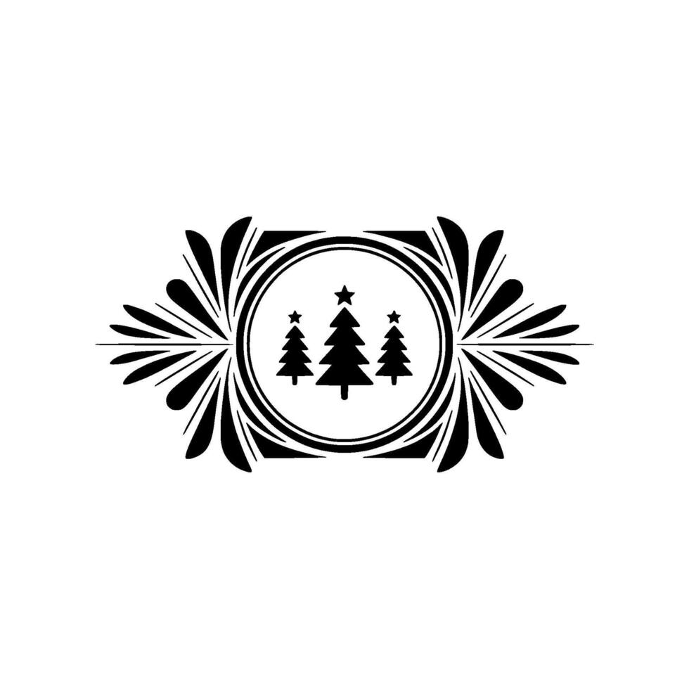 Elegant Christmas Tree With Decorative Frame On White vector