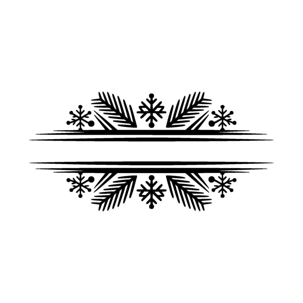 Minimalist Winter Emblem Pine Branches, Snowflakes, And Text Space vector