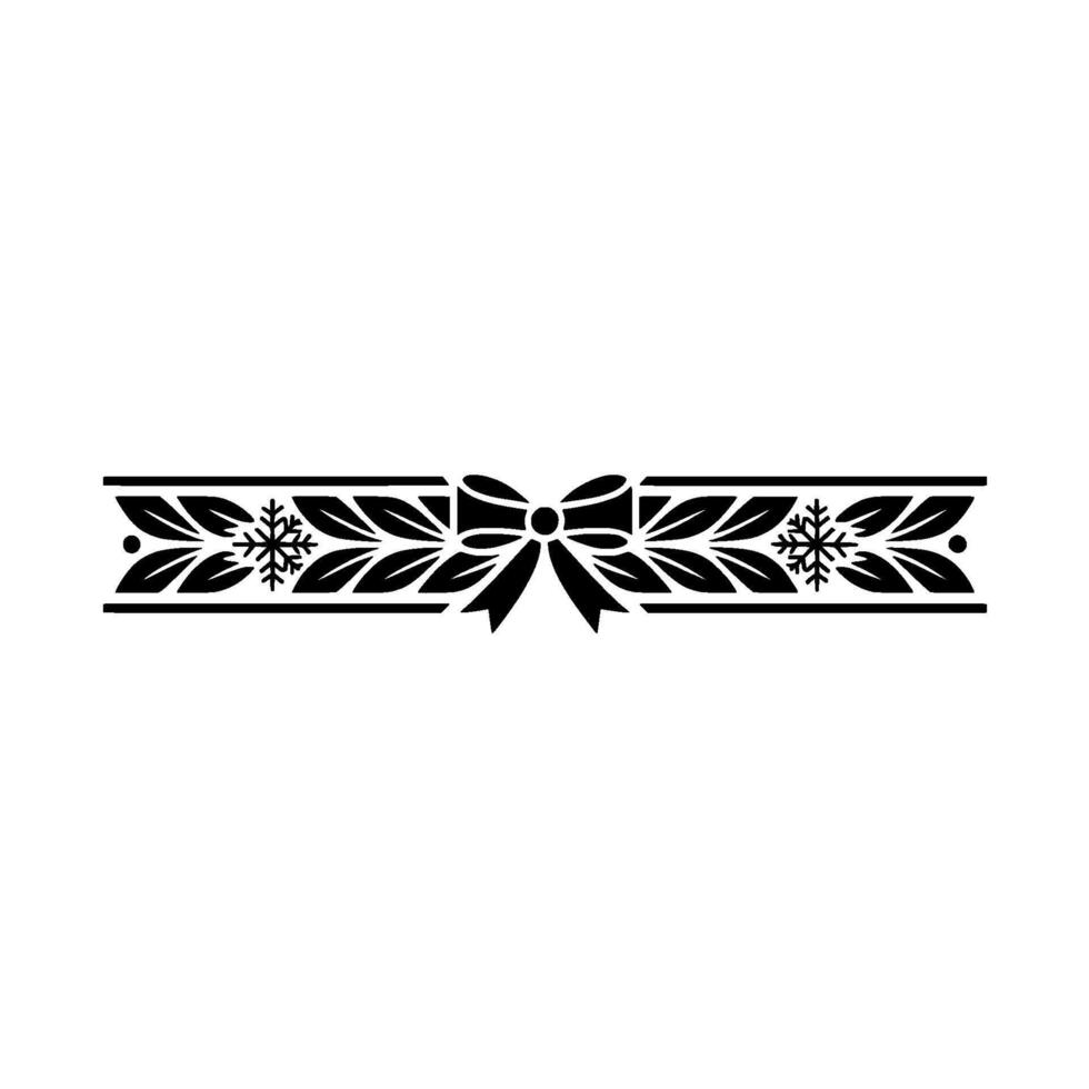 Elegant Black And White Holiday Border With Bow And Snowflakes vector