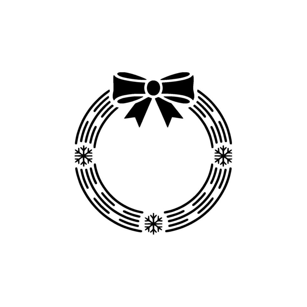 Minimalist Christmas Wreath With Bow And Snowflakes vector
