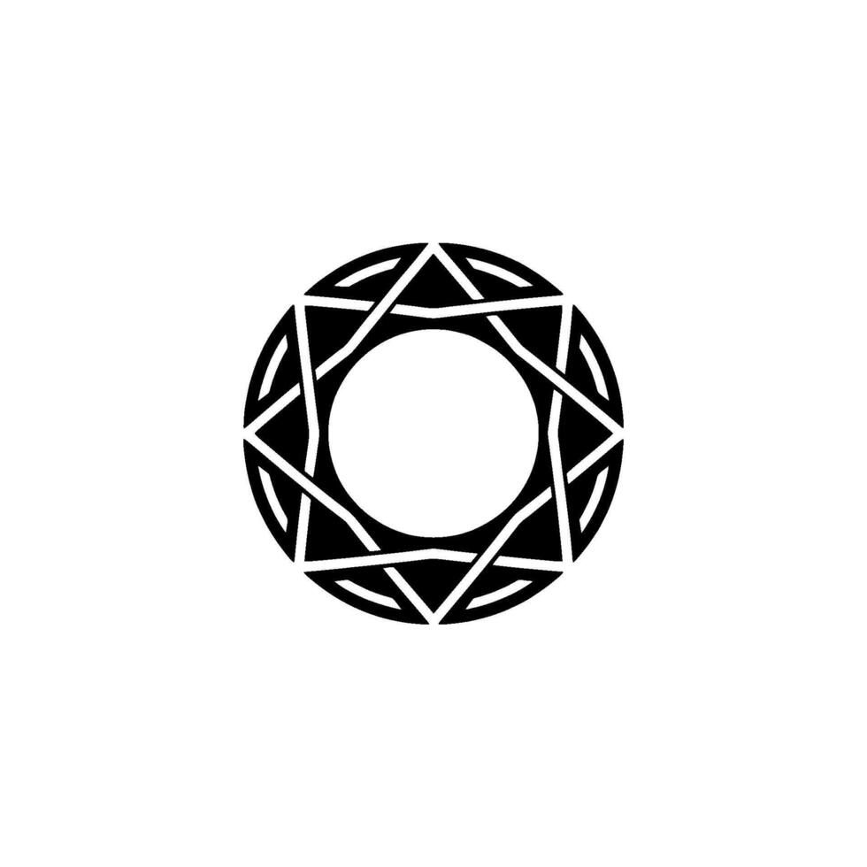 Geometric Star Circle, Minimalist Black And White vector