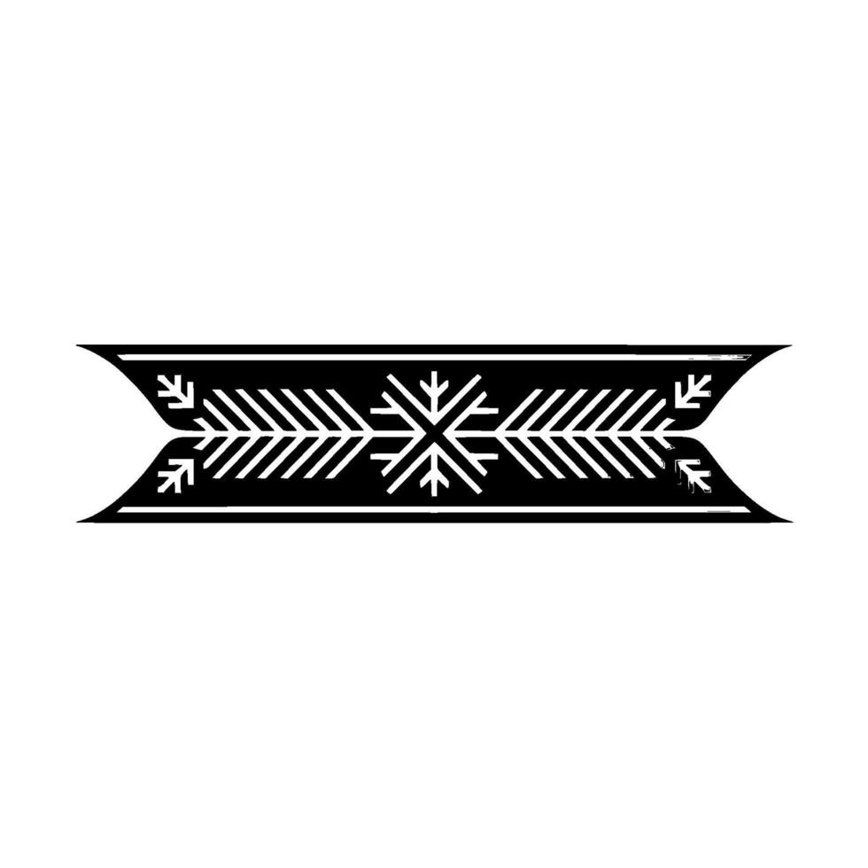Minimalist Winter Snowflake Ribbon Ornament In Silver And Black vector