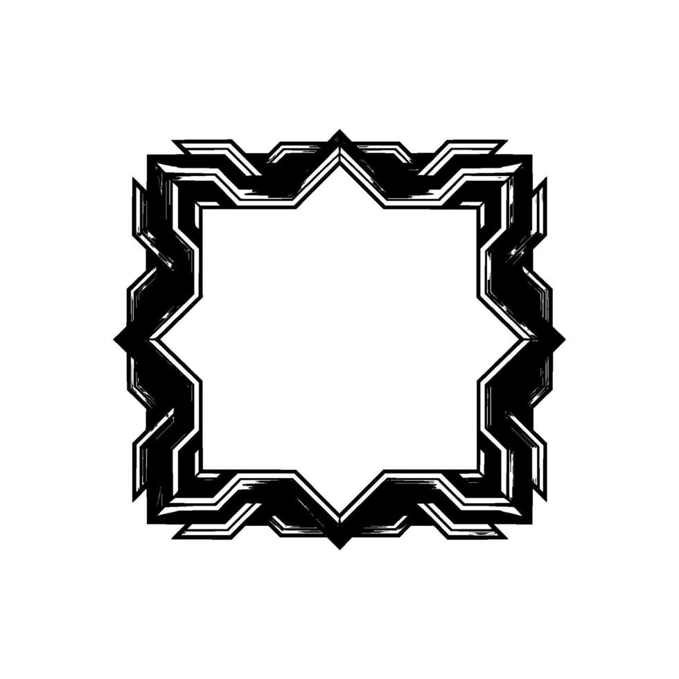 Geometric Star Frame, Futuristic Minimalist, Modern Monochromatic Border vector